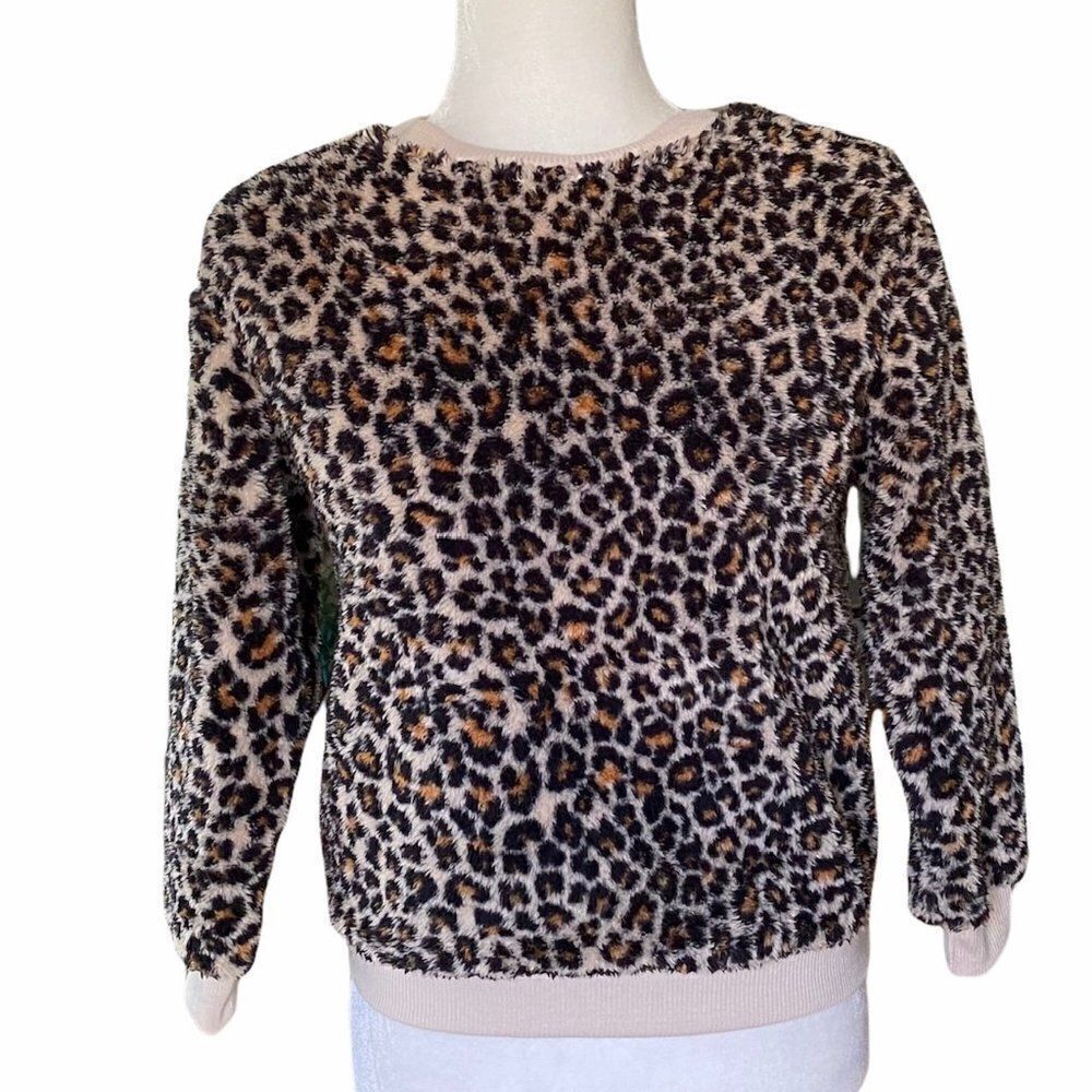 Art Class Chunky Animal Print Sherpa Top SZ L